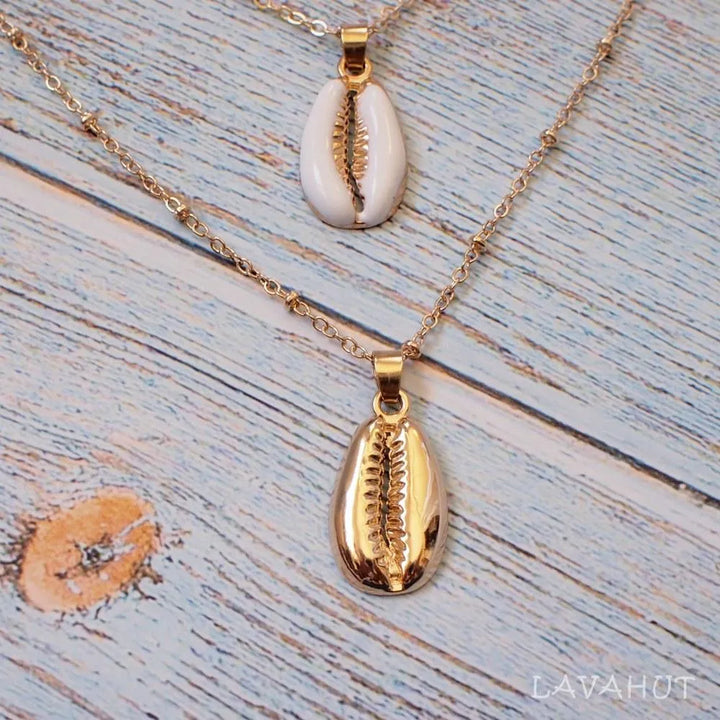 Cowry Seashell Layered Hawaiian Necklace - Made in Hawaii