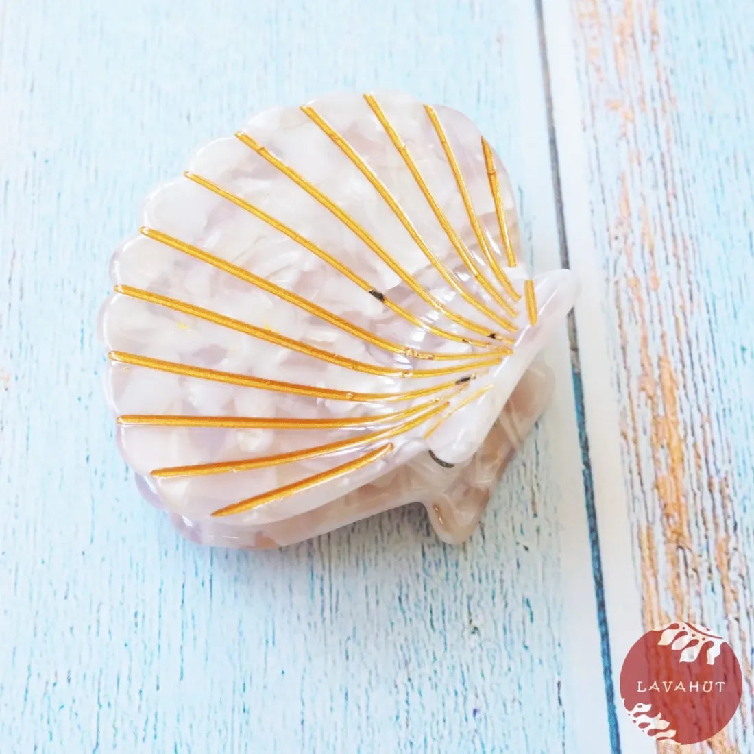 Cream Seashell Hawaiian Hair Claw - Made In Hawaii