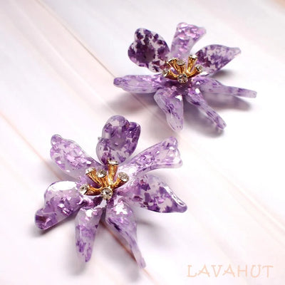 Daffodil Confetti Lilac Drop Earrings - Made In Hawaii