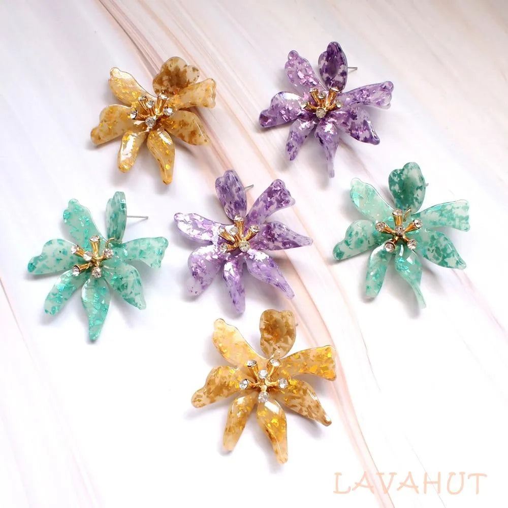 Daffodil Confetti Teal Drop Earrings - Made In Hawaii