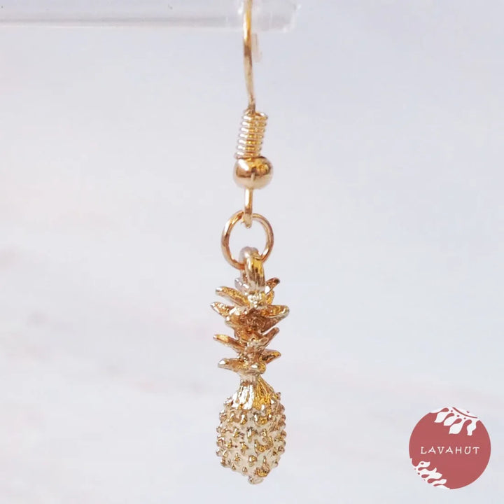 Dainty Golden Pineapples Drop Earrings - Made in Hawaii