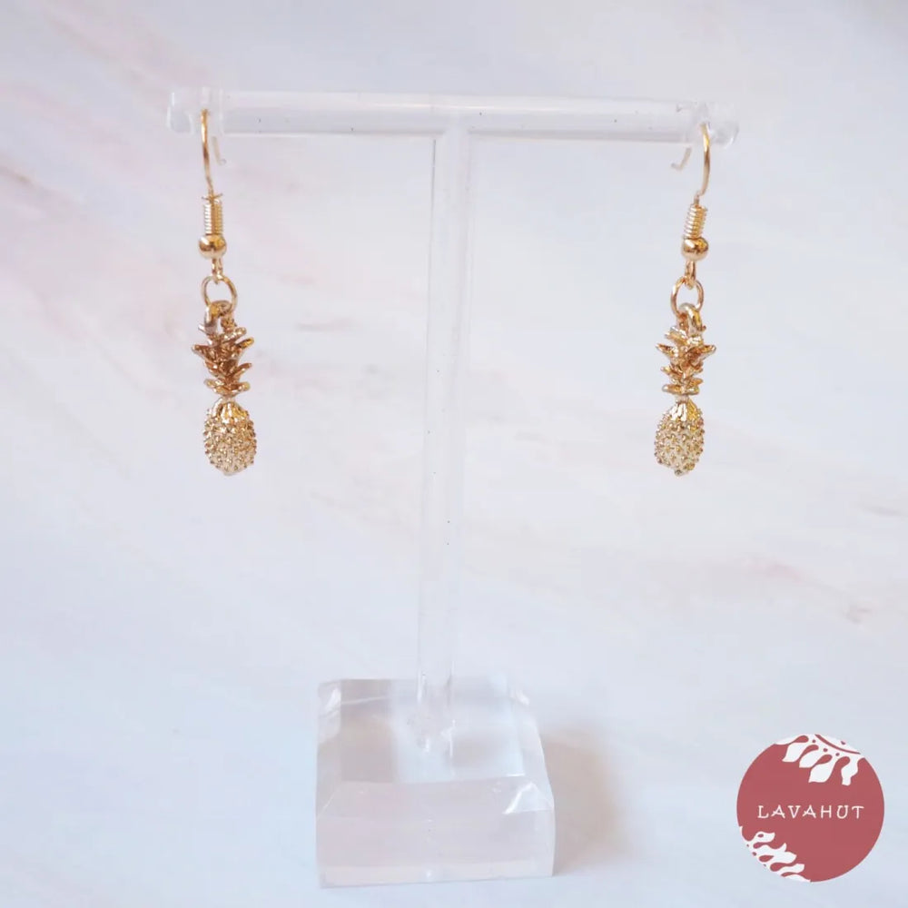 Dainty Golden Pineapples Drop Earrings - Made in Hawaii