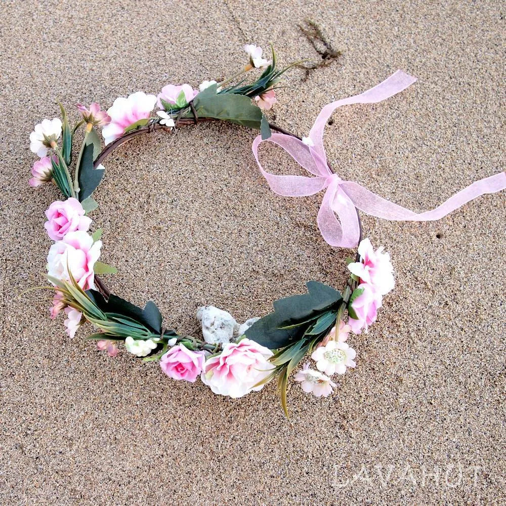 Dainty Pink Flower Crown - Made In Hawaii