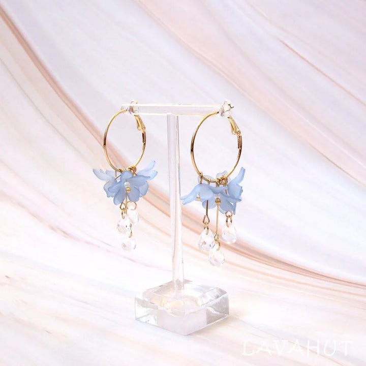 Dew Drop Blue Hoop Earrings - Made in Hawaii