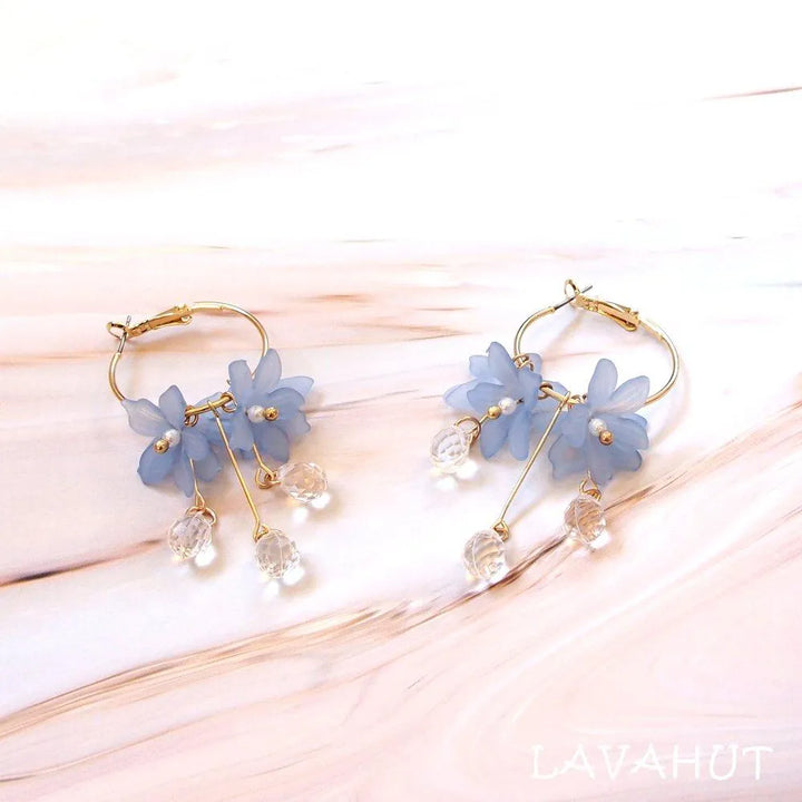 Dew Drop Blue Hoop Earrings - Made in Hawaii