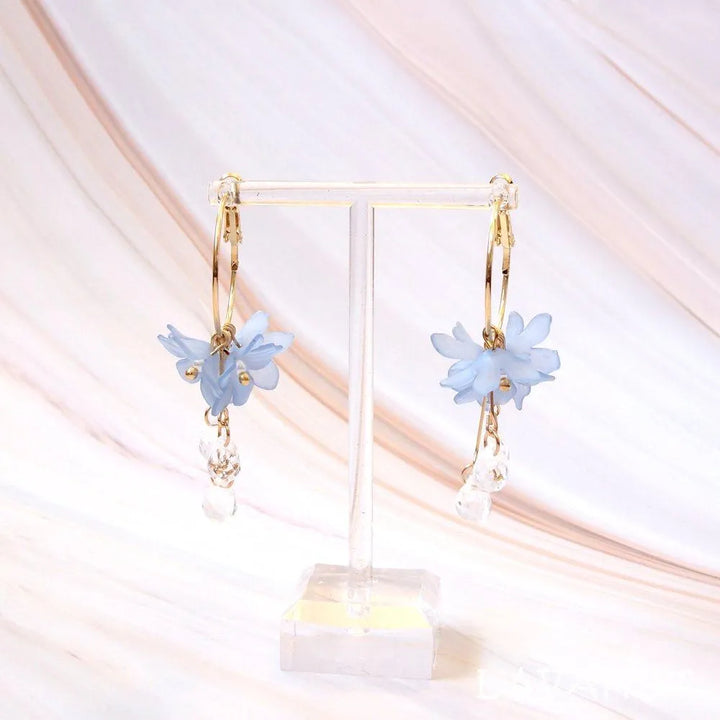 Dew Drop Blue Hoop Earrings - Made in Hawaii