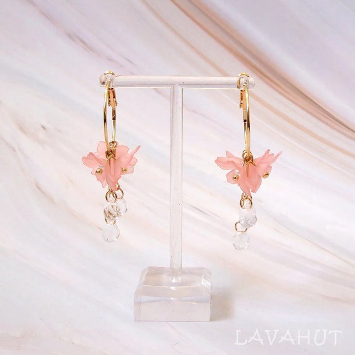 Dew Drop Pink Hoop Earrings - Made in Hawaii