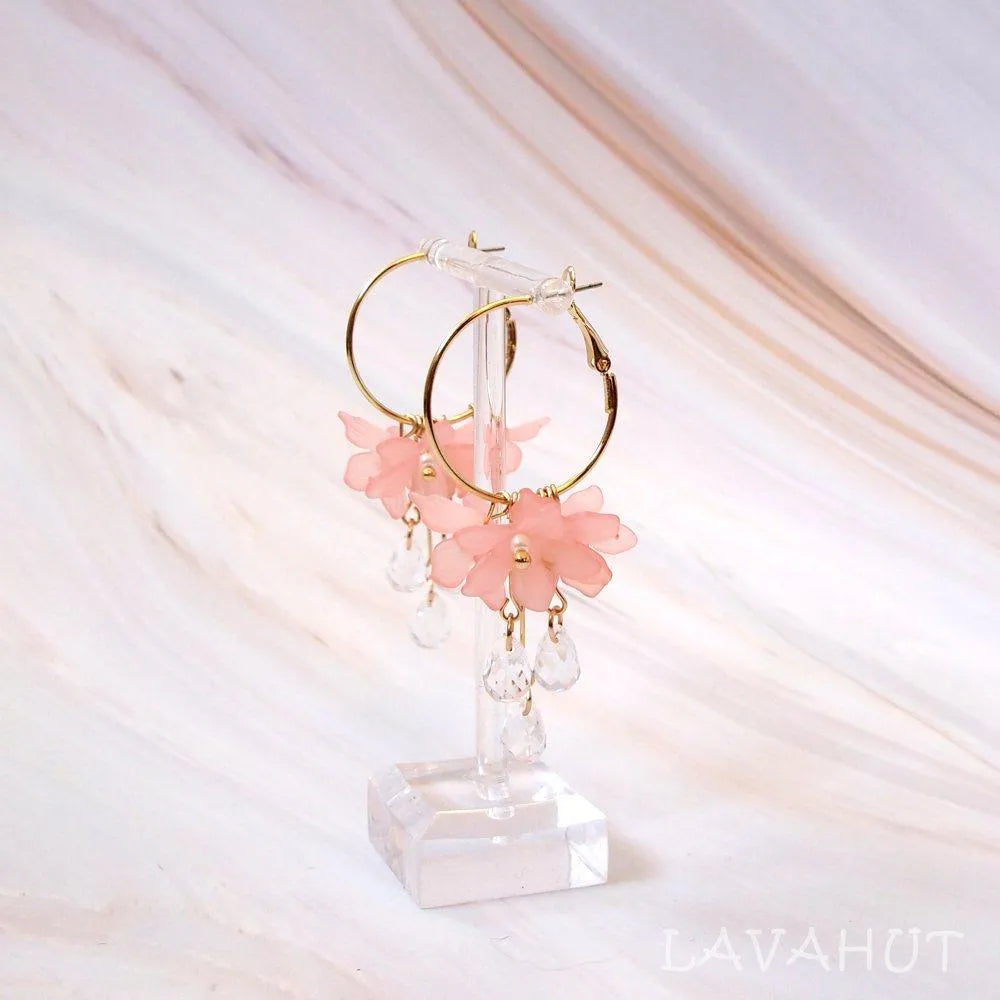 Dew Drop Pink Hoop Earrings - Made in Hawaii