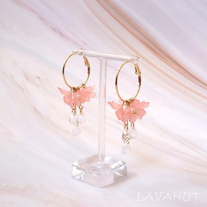 Dew Drop Pink Hoop Earrings - Made in Hawaii