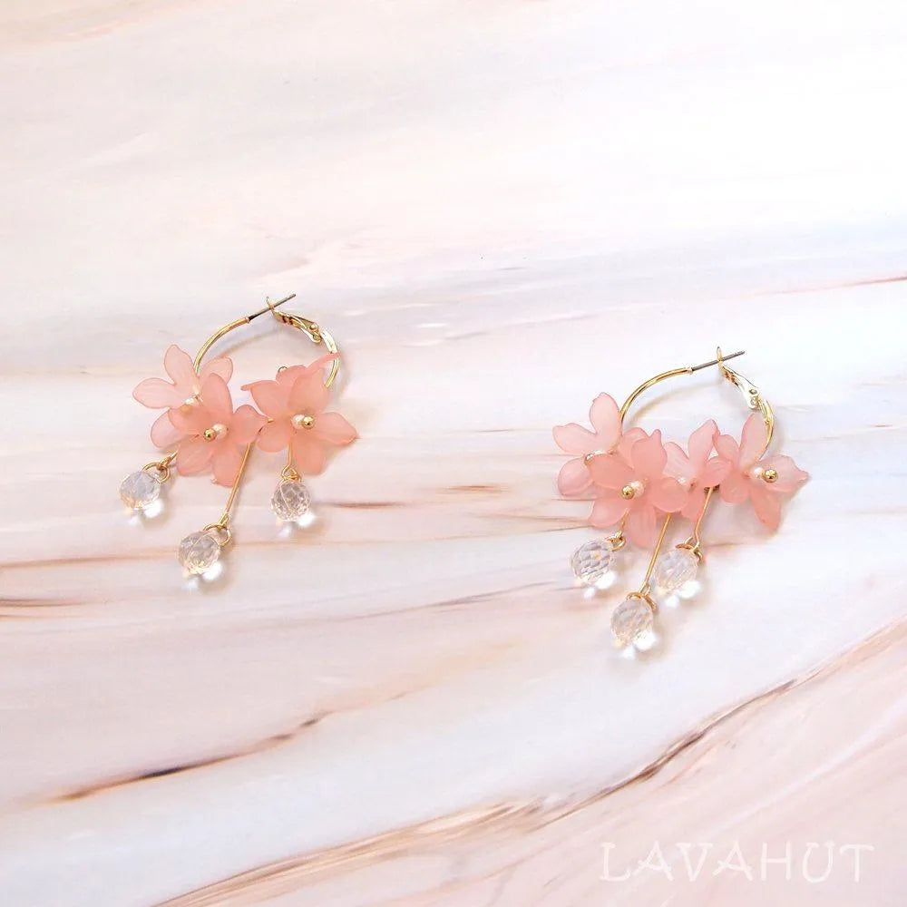 Dew Drop Pink Hoop Earrings - Made in Hawaii