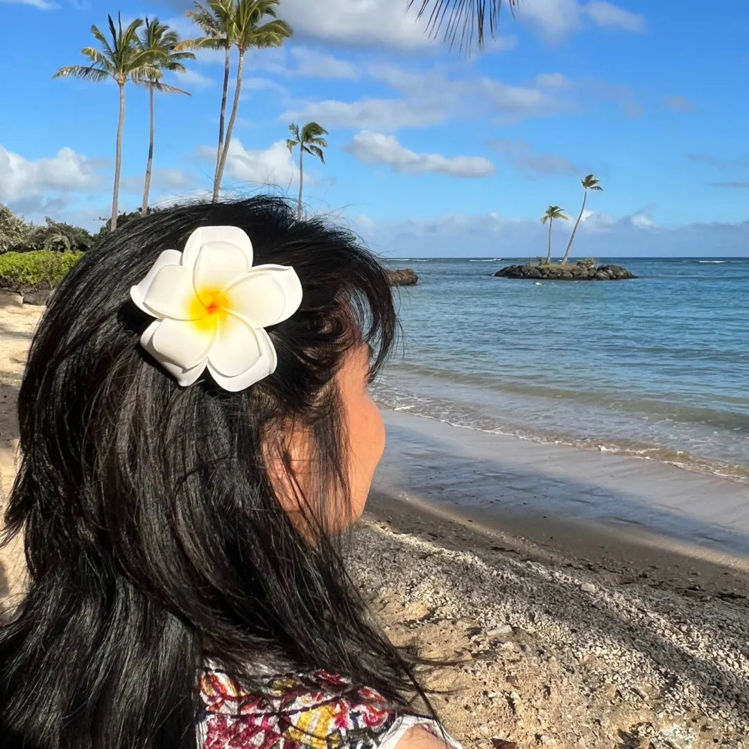 Double Plumeria Flower Hair Clip - Made in Hawaii