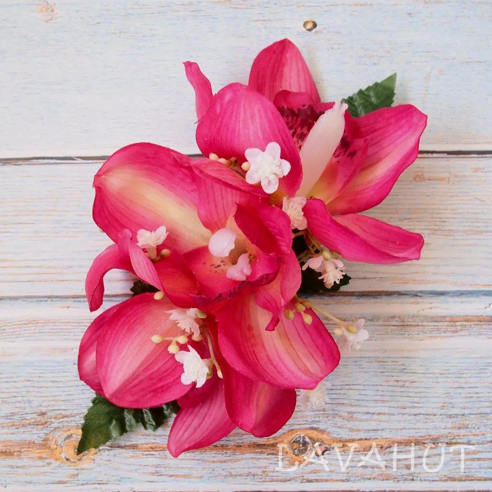 Dreamy Cymbidium Pink Hawaiian Flower Hair Clip - Made in Hawaii