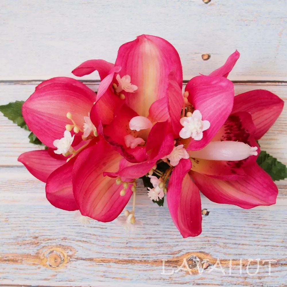 Dreamy Cymbidium Pink Hawaiian Flower Hair Clip - Made in Hawaii