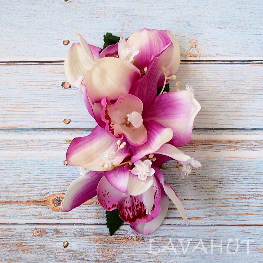 Dreamy Cymbidium Purple Hawaiian Flower Hair Clip - Made in Hawaii