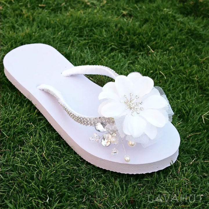 Dreamy White Bridal Flip Flops - Made in Hawaii