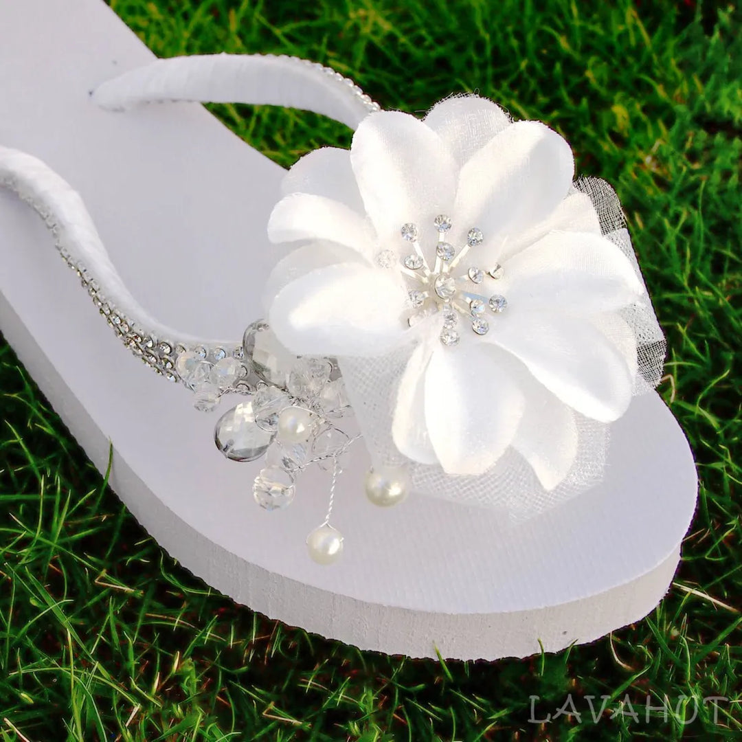 Dreamy White Bridal Flip Flops - Made in Hawaii