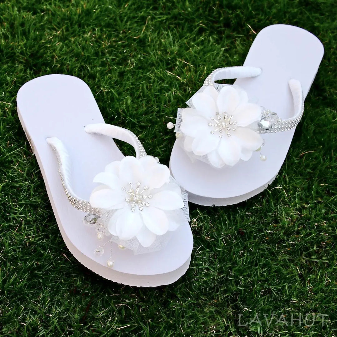 Dreamy White Bridal Flip Flops - Made in Hawaii