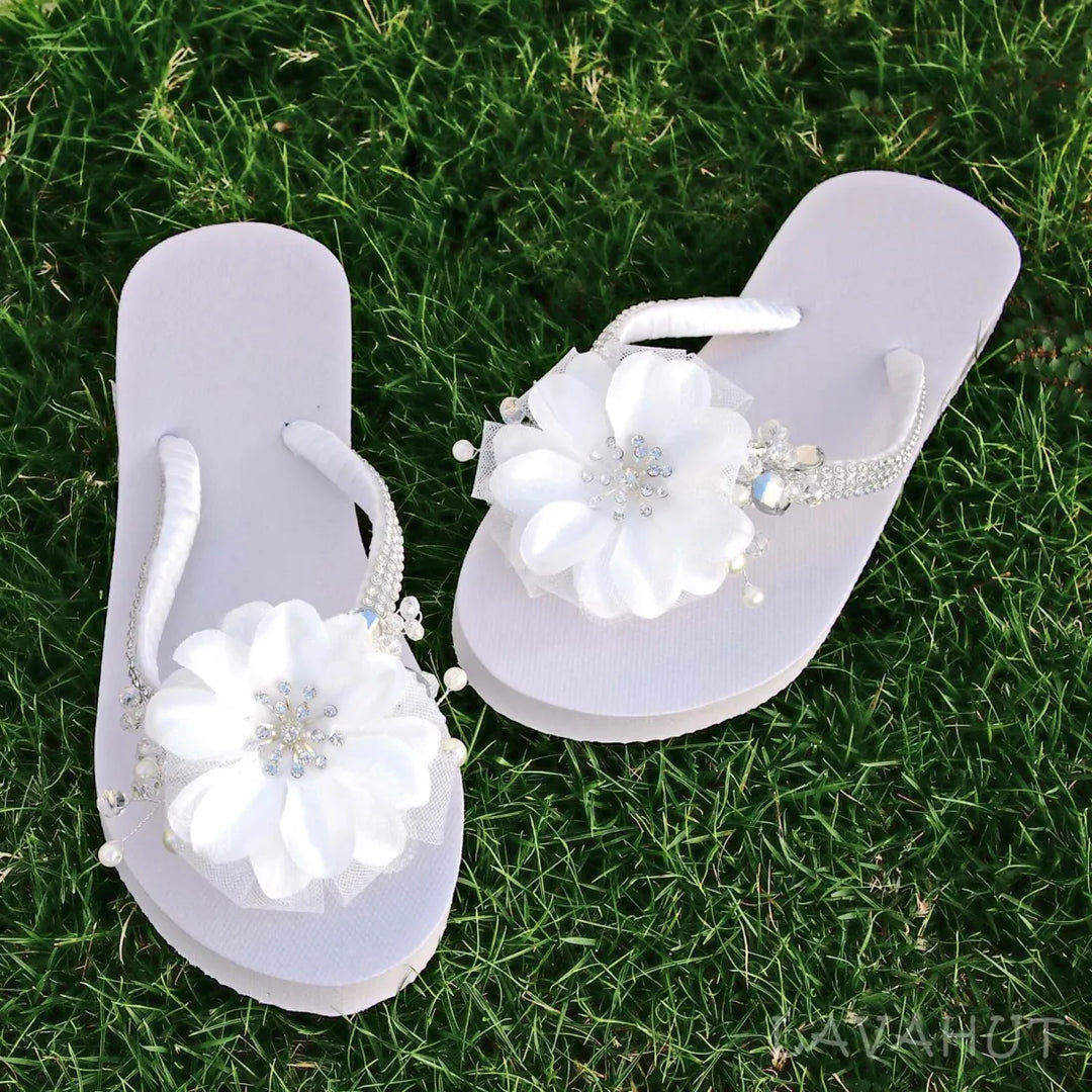 Dreamy White Bridal Flip Flops - Made in Hawaii