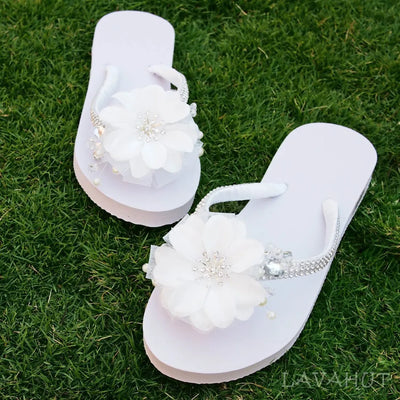 Dreamy White Bridal Flip Flops - Made In Hawaii