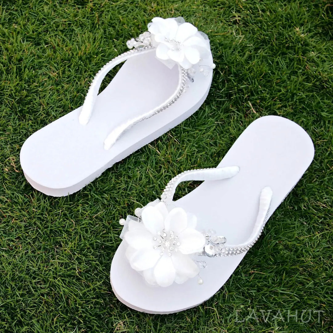 Dreamy White Bridal Flip Flops - Made in Hawaii