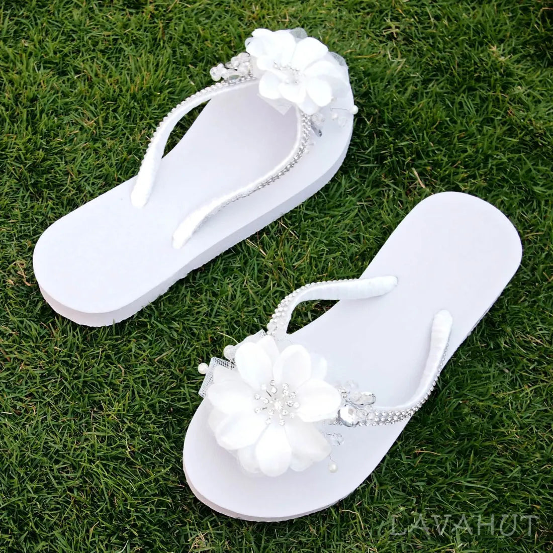 Dreamy White Bridal Flip Flops - Made In Hawaii