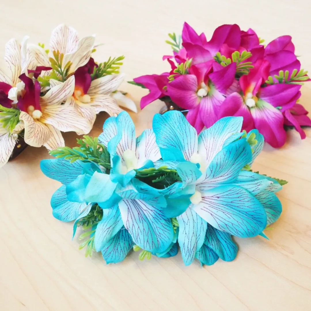 Eden Aqua Hawaiian Flower Hair Clip - Made in Hawaii