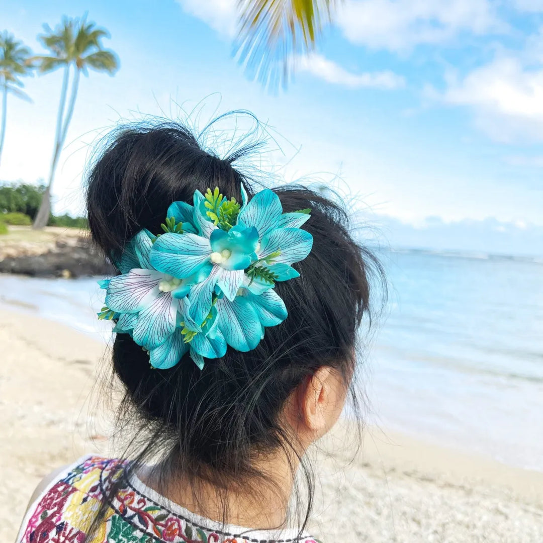 Eden Aqua Hawaiian Flower Hair Clip - Made in Hawaii