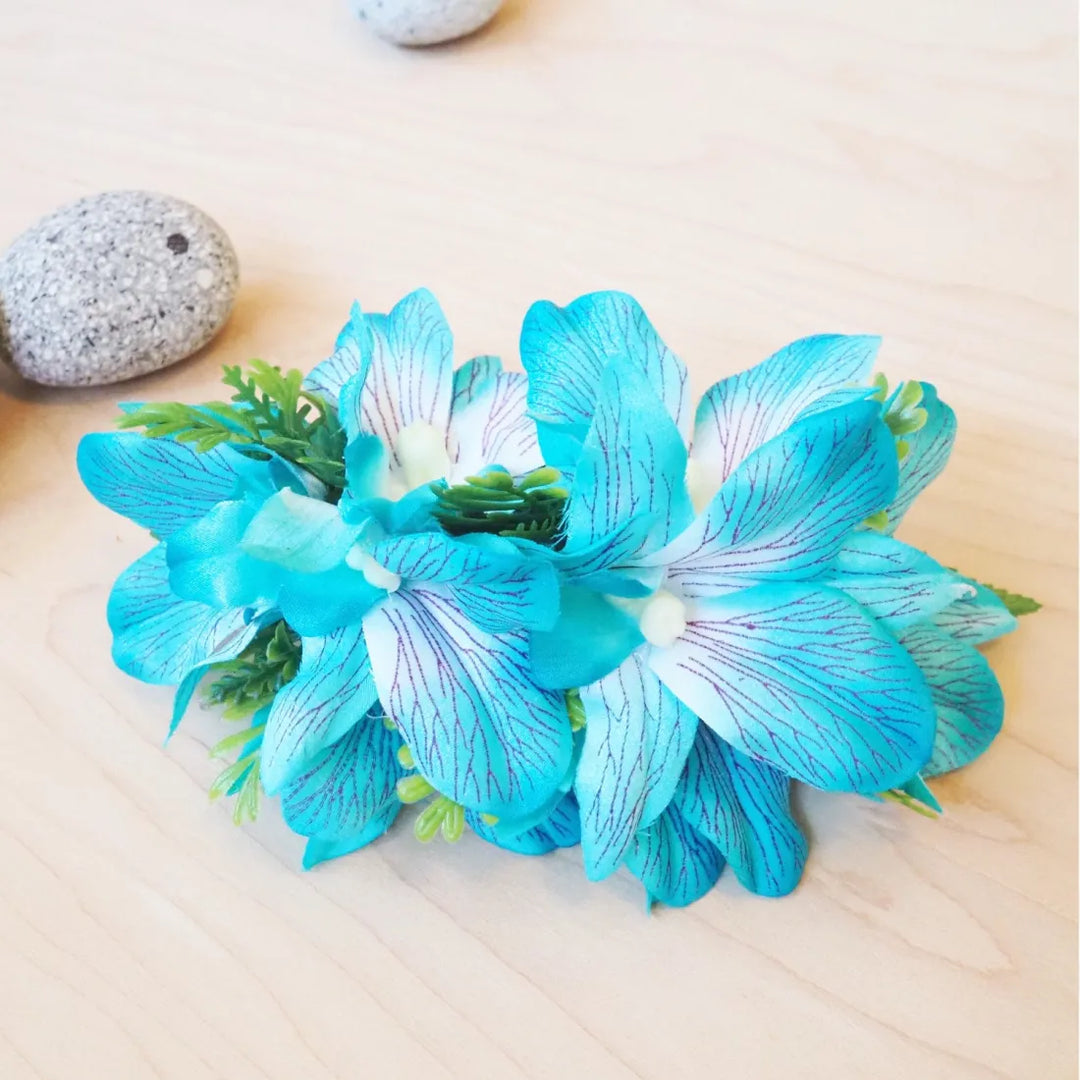 Eden Aqua Hawaiian Flower Hair Clip - Made in Hawaii