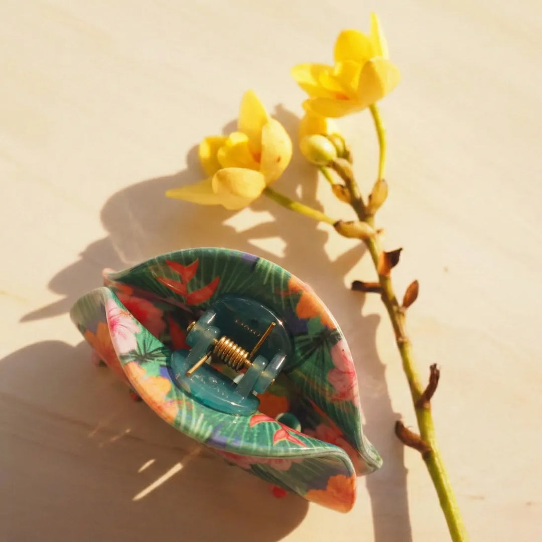 Eden Blue Flower Hair Claw - Made in Hawaii