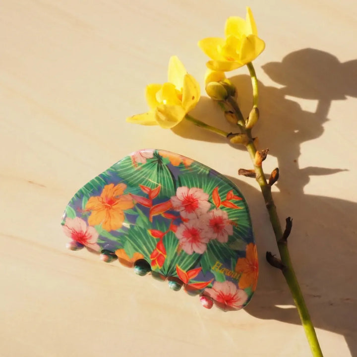 Eden Blue Flower Hair Claw - Made in Hawaii