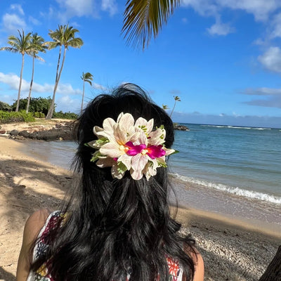 Eden Cream Hawaiian Flower Hair Clip - Made In Hawaii