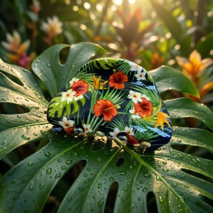 Eden Navy Flower Hair Claw - Made in Hawaii