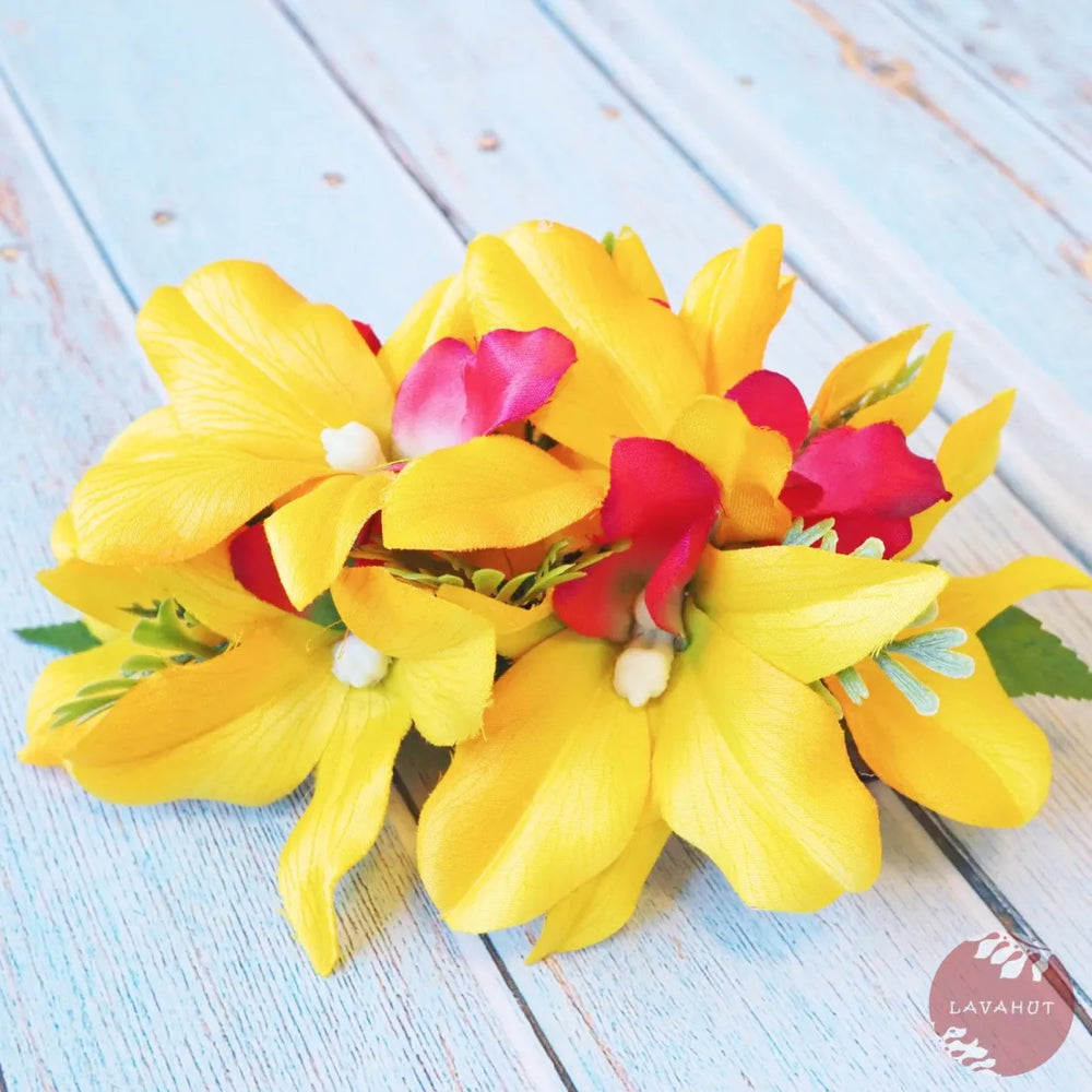 Eden Yellow Hawaiian Flower Hair Clip - Made in Hawaii