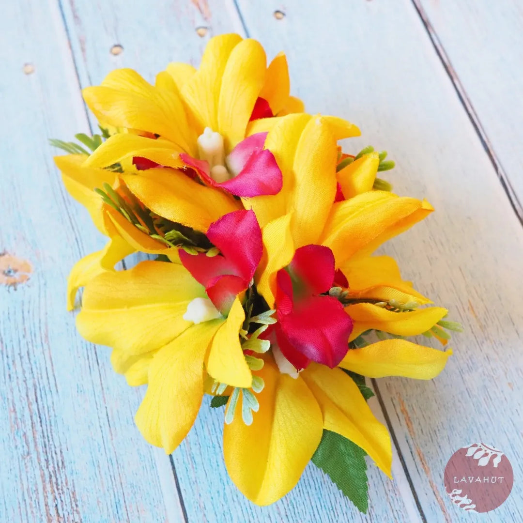 Eden Yellow Hawaiian Flower Hair Clip - Made in Hawaii