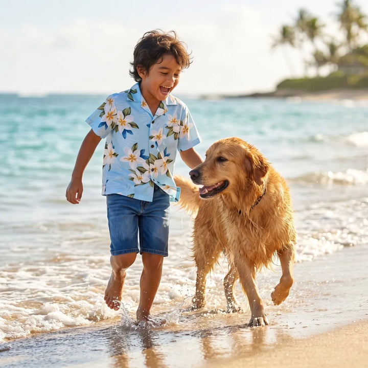 Escape Blue Hawaiian Boy Shirt - Made in Hawaii