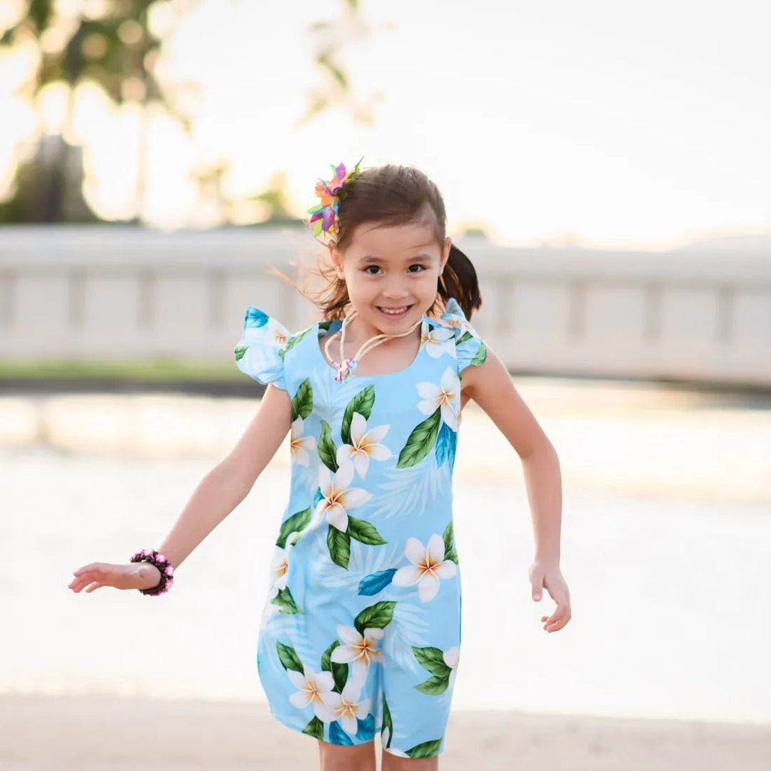 Escape Blue Hawaiian Girl Rayon Dress – Authentic Hawaiian Girl's Hawaiian Dresses by Lavahut