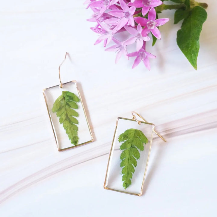 Fern Glass Drop Earrings - Made in Hawaii