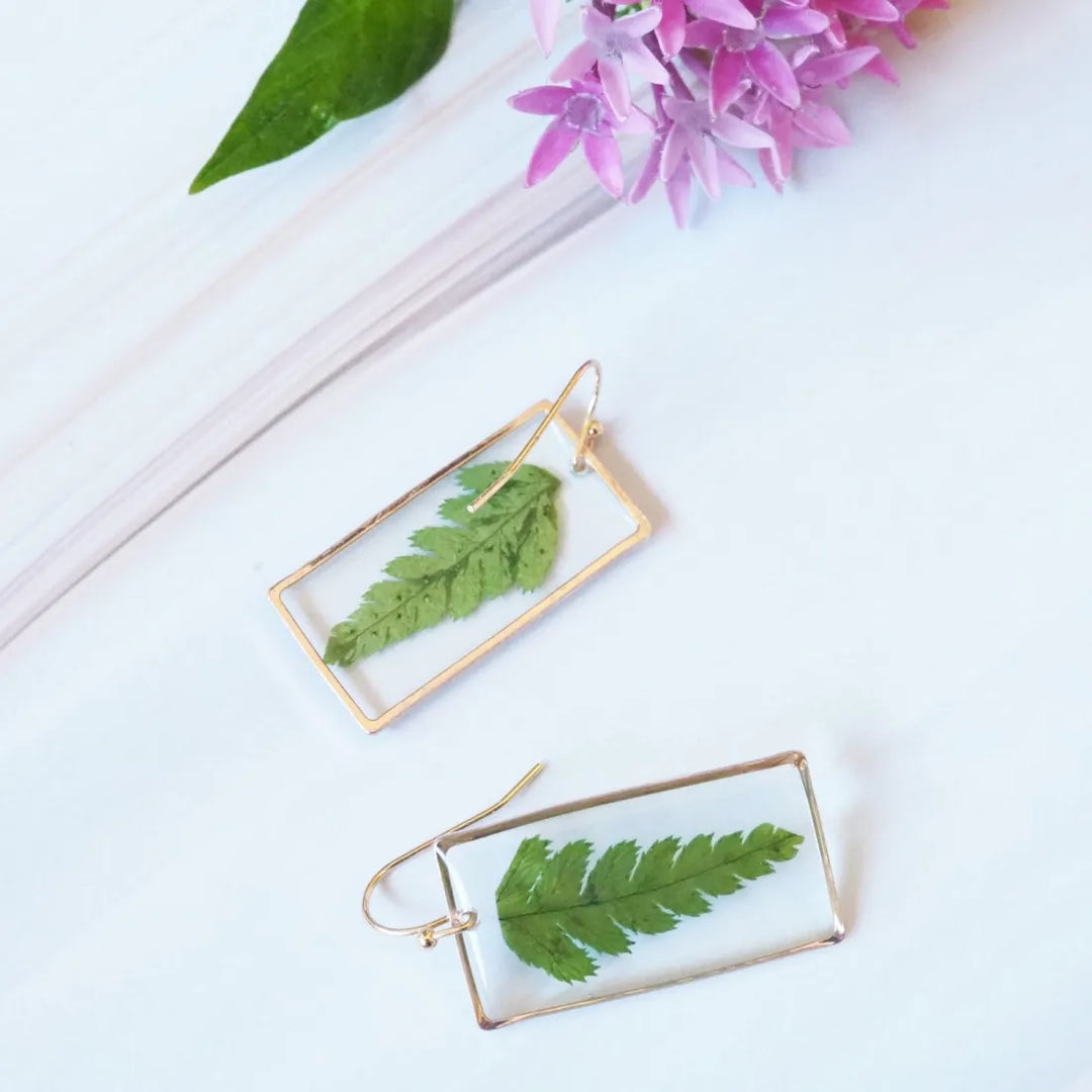 Fern Glass Drop Earrings - Made in Hawaii