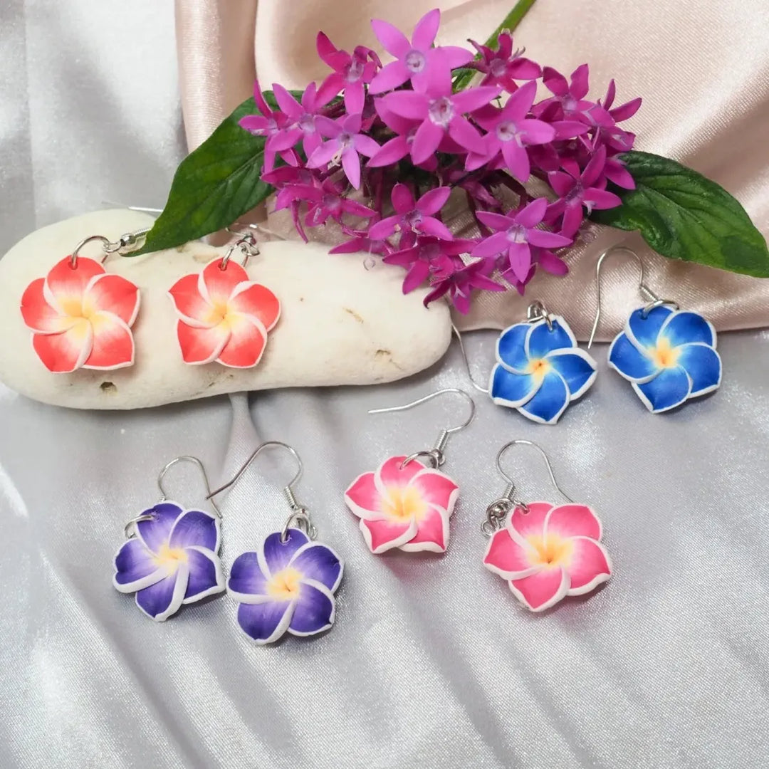 Flirty Plumeria Blue Drop Earrings - Made in Hawaii