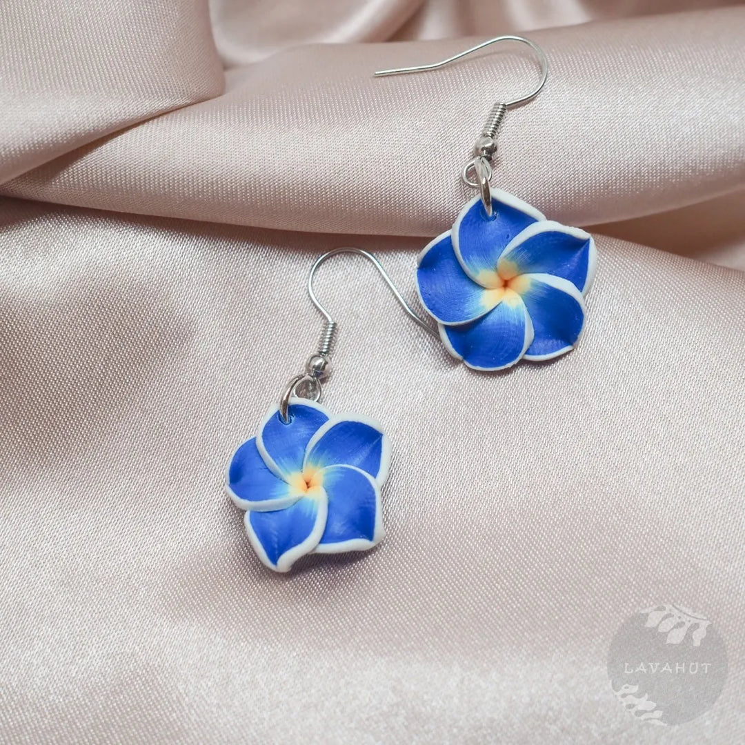 Flirty Plumeria Blue Drop Earrings - Made in Hawaii