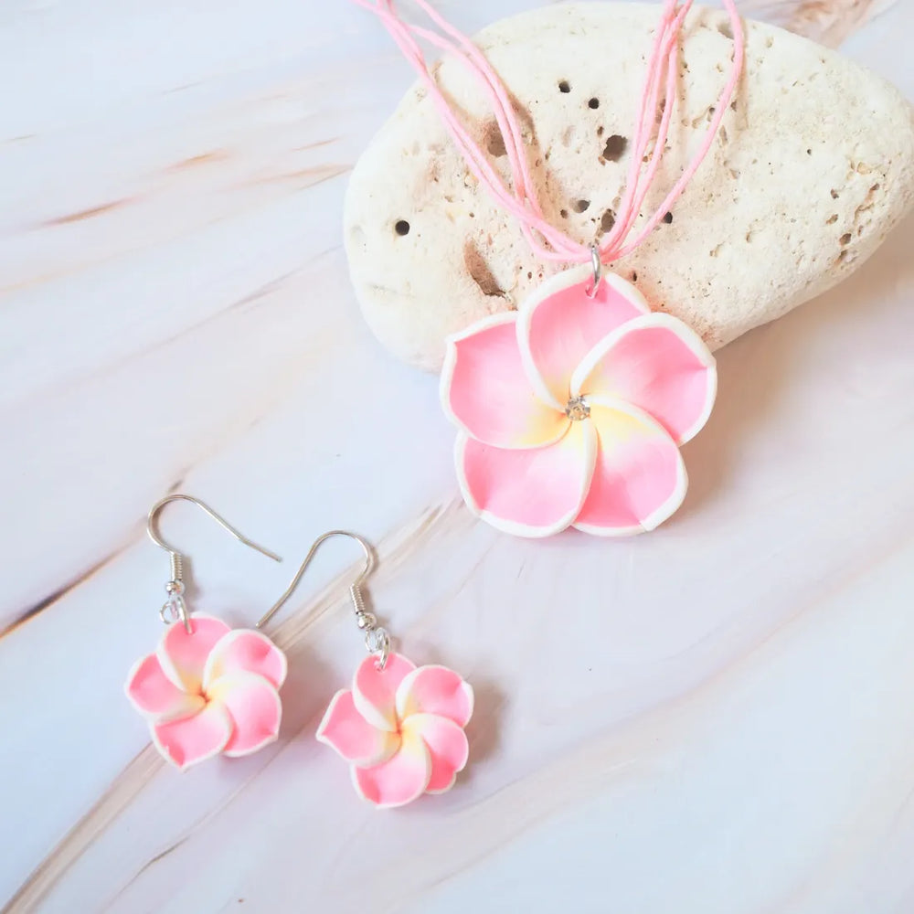 Flirty Plumeria Bubble Pink Drop Earrings - Made in Hawaii