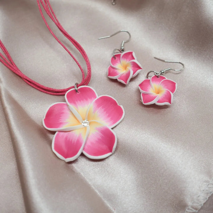 Flirty Plumeria Pink Drop Earrings - Made in Hawaii