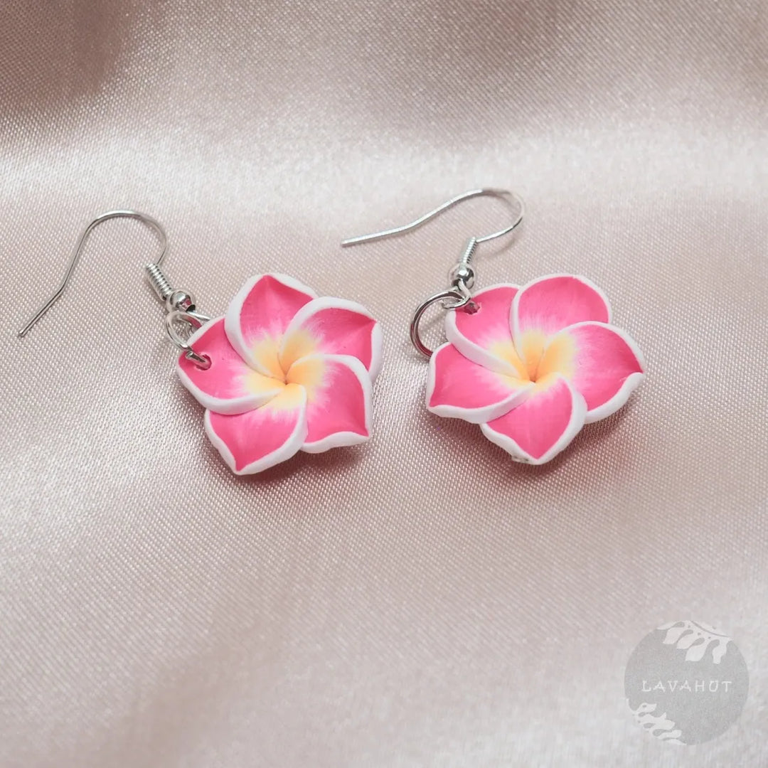 Flirty Plumeria Pink Drop Earrings - Made in Hawaii