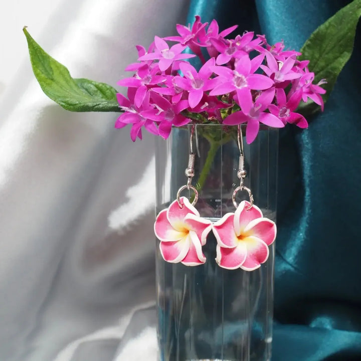 Flirty Plumeria Pink Drop Earrings - Made in Hawaii