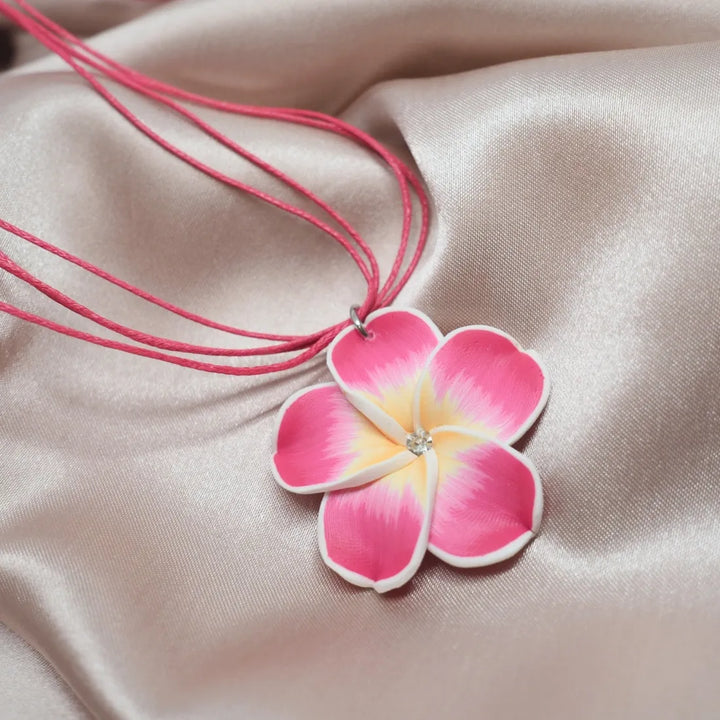 Flirty Plumeria Pink Pendant Hawaiian Necklace - Made in Hawaii