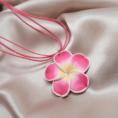 Flirty Plumeria Pink Pendant Hawaiian Necklace - Made In Hawaii