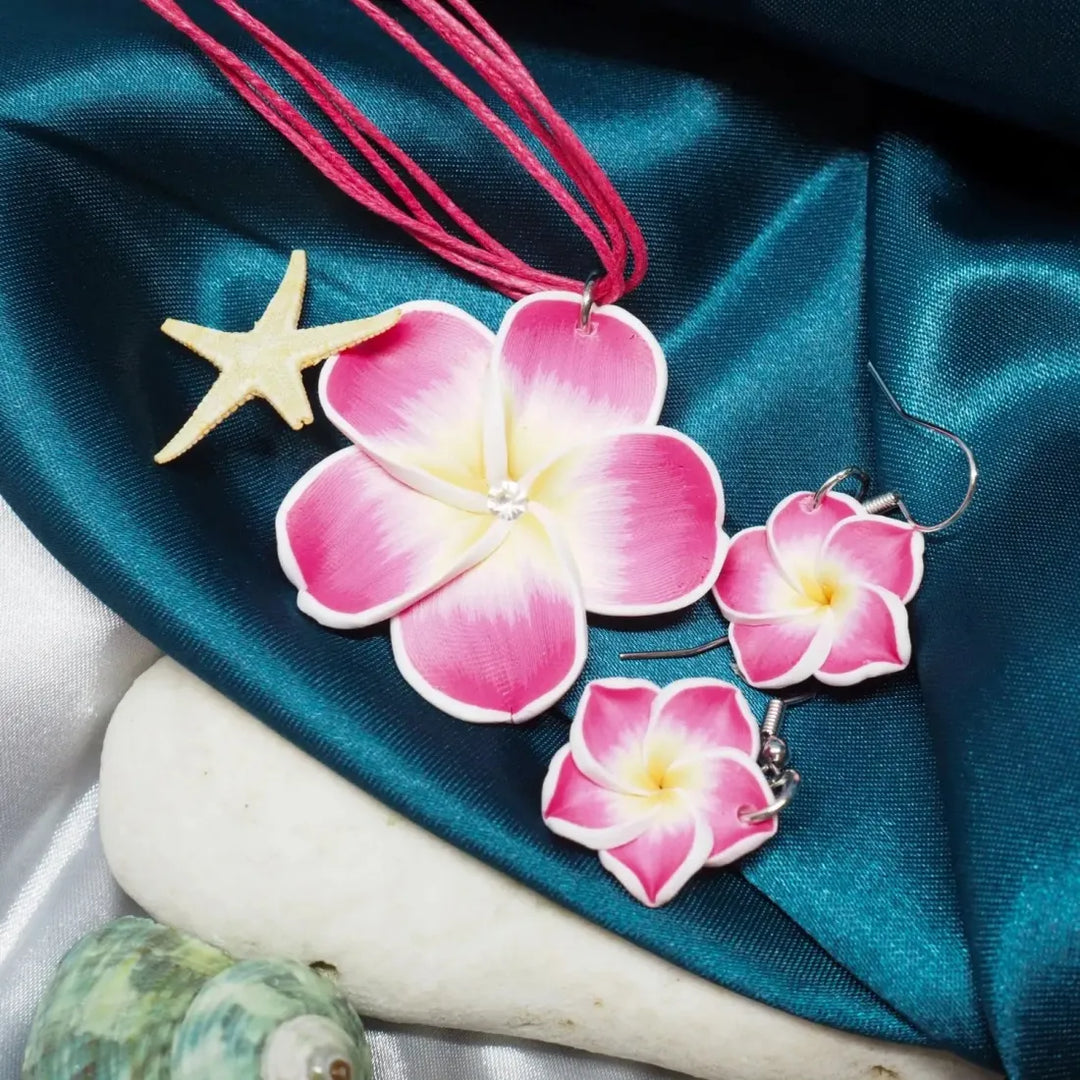 Flirty Plumeria Pink Pendant Hawaiian Necklace - Made in Hawaii