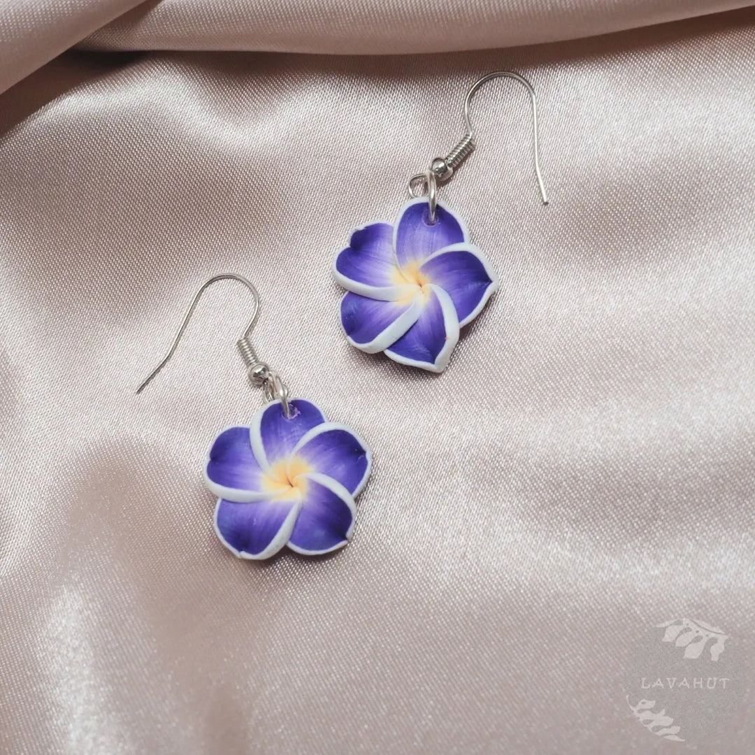 Flirty Plumeria Purple Drop Earrings - Made in Hawaii