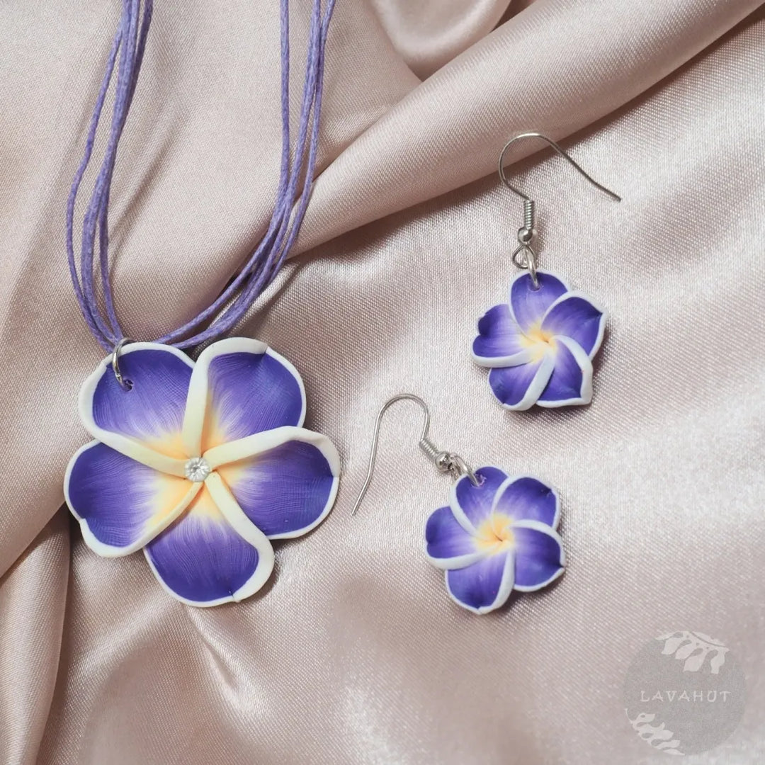 Flirty Plumeria Purple Drop Earrings - Made in Hawaii