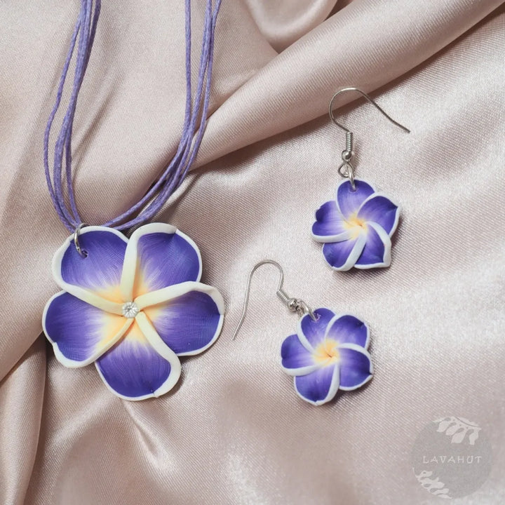 Flirty Plumeria Purple Drop Earrings - Made in Hawaii